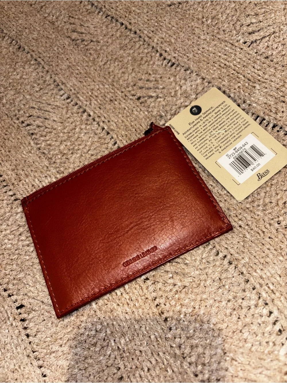 G.H. Bass & Co. Genuine Leather Coin Purse Card Case NWT